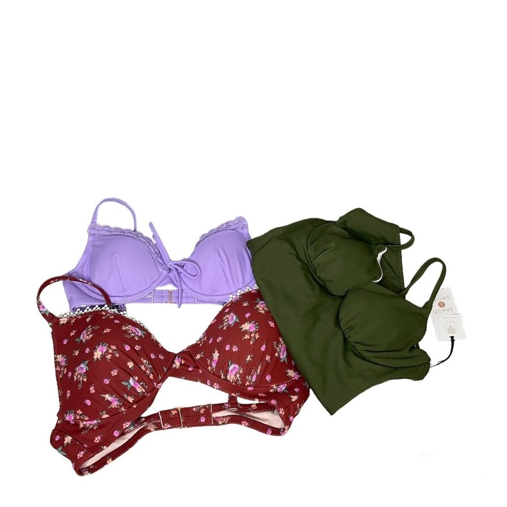 Lot 3 Piece Women's Swim Tops & One Piece Bathing Suit Shade & Shore Various Siz